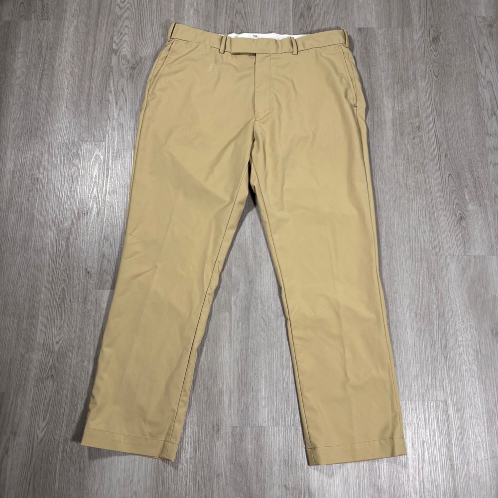 RLX Ralph Lauren Mens Khaki Tan Golf Chino Pants Flat Front Performance Trousers